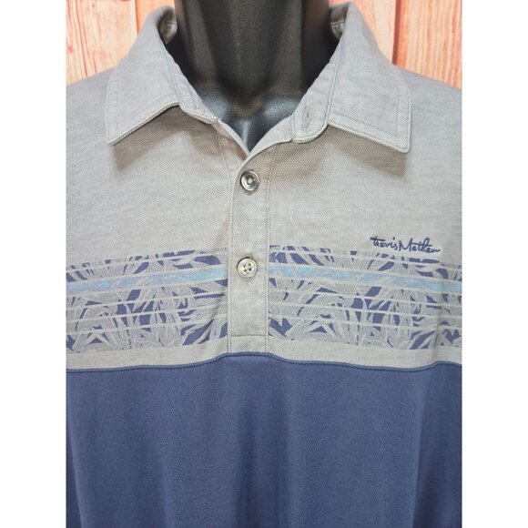Travis Mathew Mens Polo XL Gray & Blue Pima Cotton Blend - Picture 3 of 9